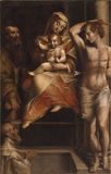 La Madonna col Bambino, San Sebastiano, San Mercuriale e il committente